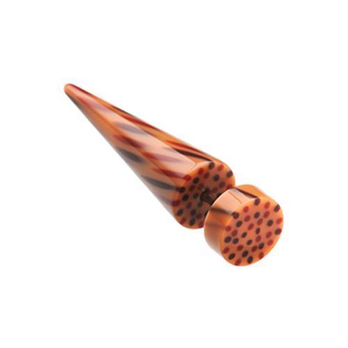 Orange/Black Coco Dots Acrylic Fake Taper - 1 Pair