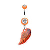 Orange Bright Angel Wing Belly Button Ring