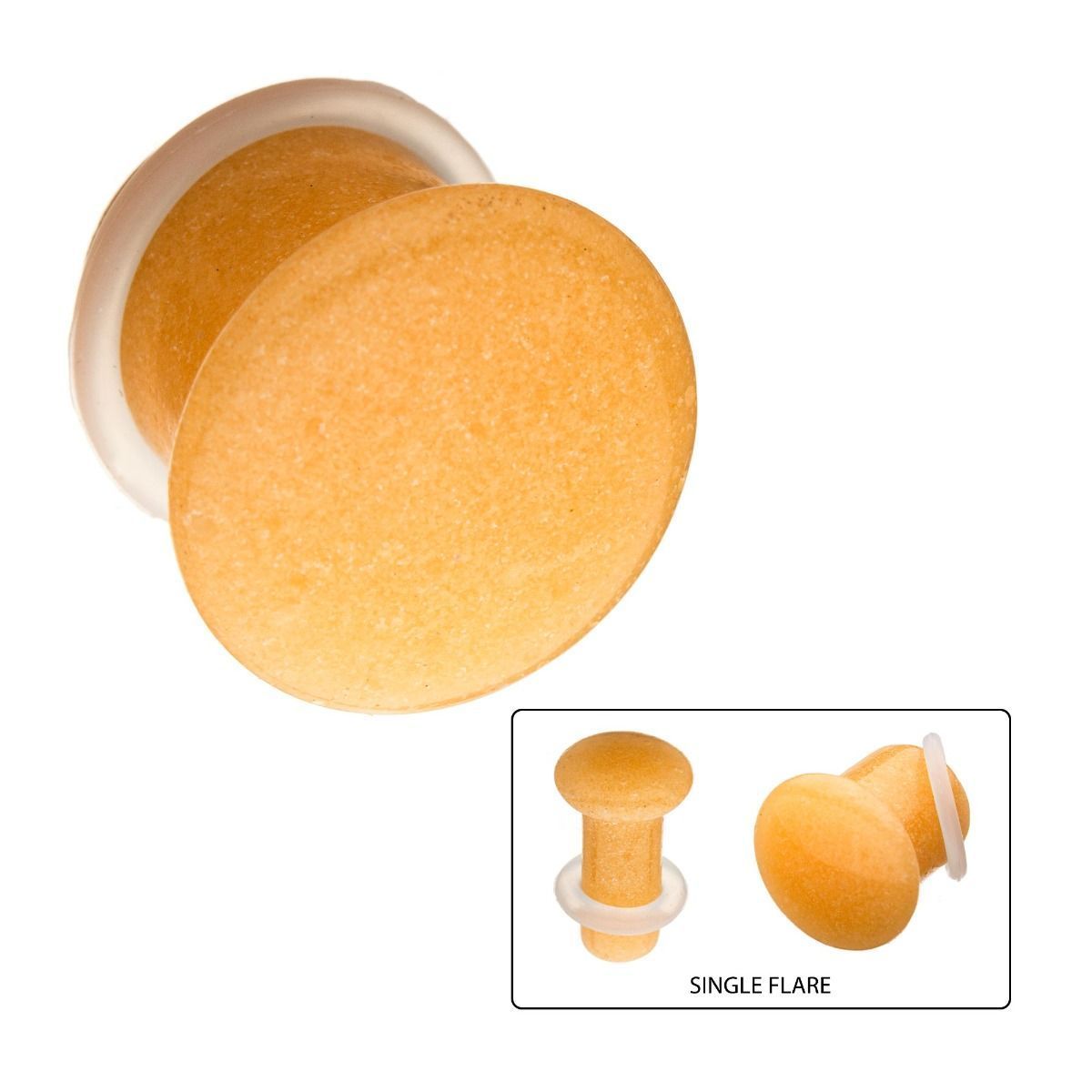 Orange Glow in the Dark Single Flare Glass Plugs - 1 Pair