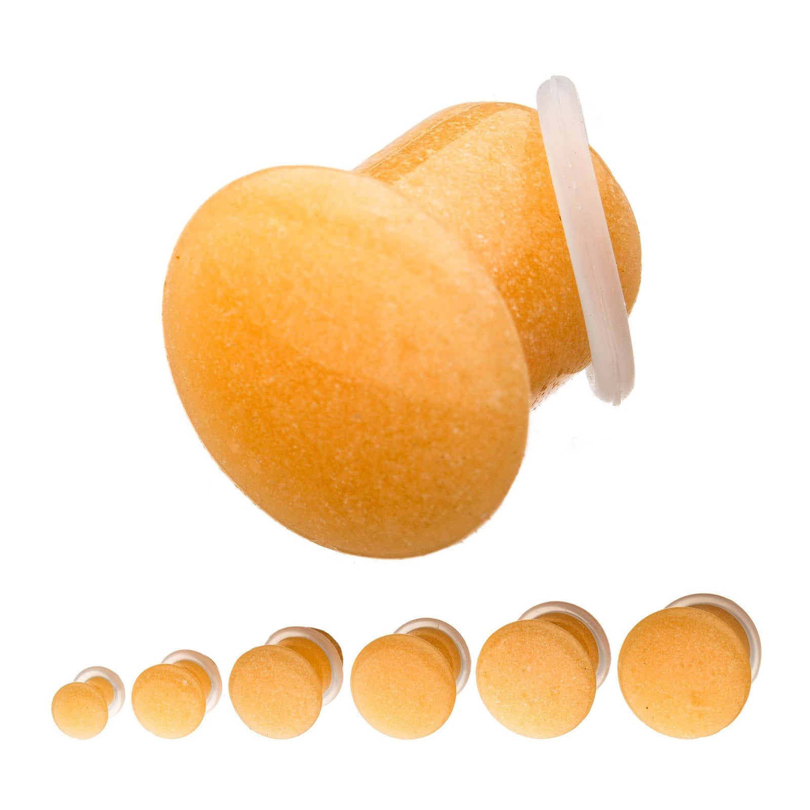 Orange Glow in the Dark Single Flare Glass Plugs - 1 Pair