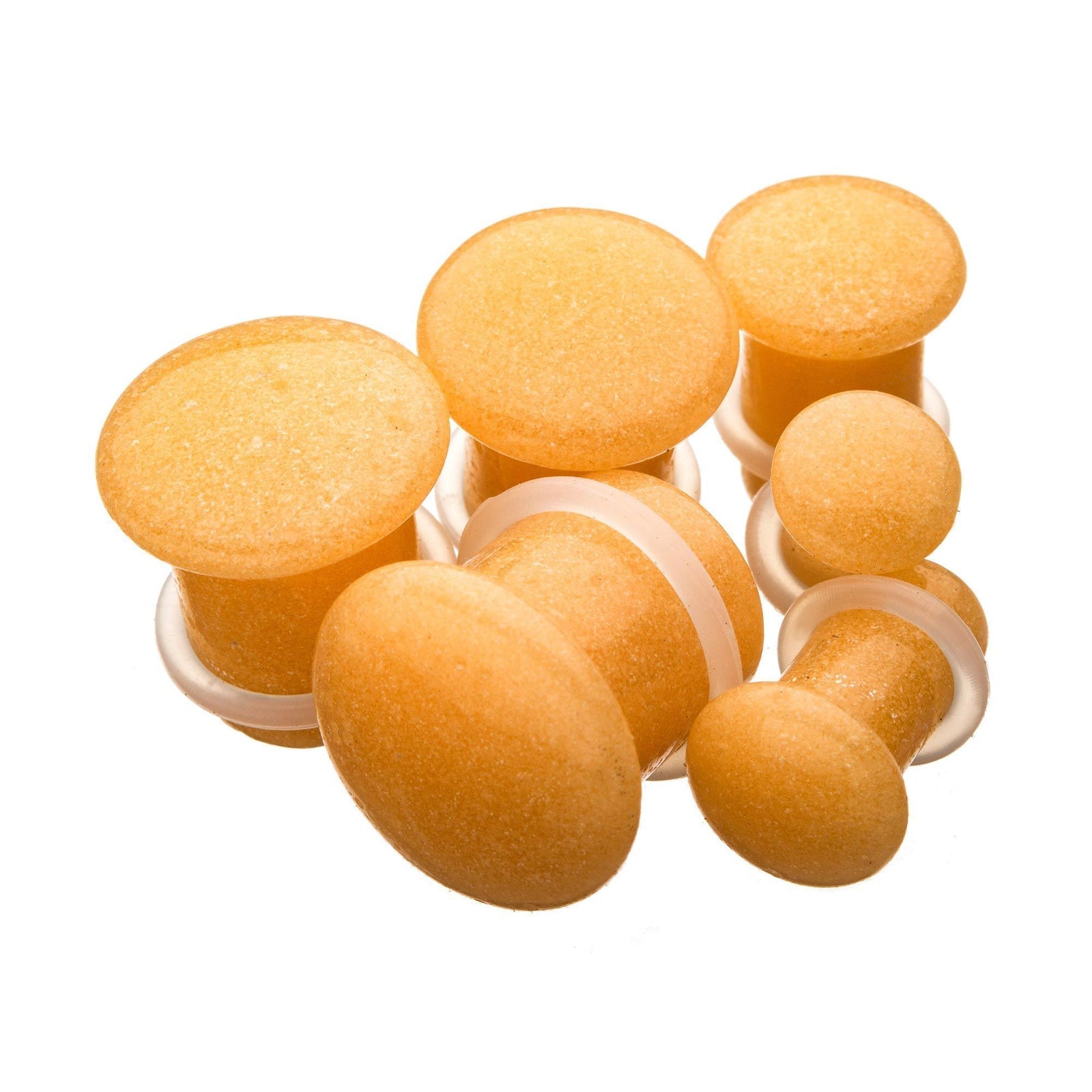 Orange Glow in the Dark Single Flare Glass Plugs - 1 Pair