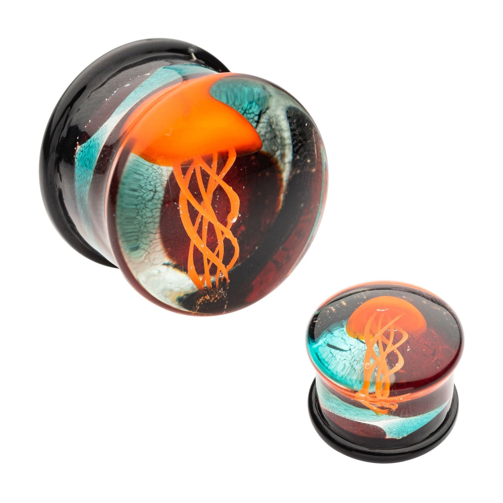 Organics Orange Jellyfish Double Flare Glass Plug pgls313o-0pr -Rebel Bod-RebelBod