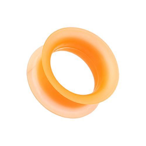 Orange Ultra Thin Flexible Silicone Ear Skin Double Flared Tunnel Plug - 1 Pair