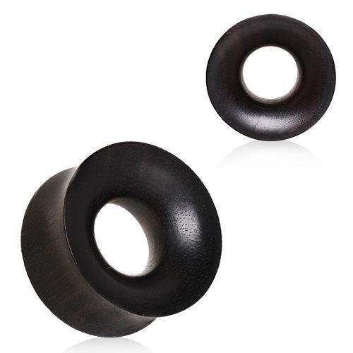Organic Black Arang Wood Thick Walled Concave Tunnel Plug - 1 Piece