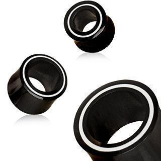 Organic Buffalo Horn Tunnel Plug w/ Bone Inlay - 1 Piece