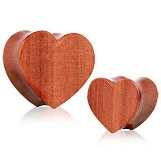 Organic Red Cherry  Wood Heart Saddle Plug - 1 Piece