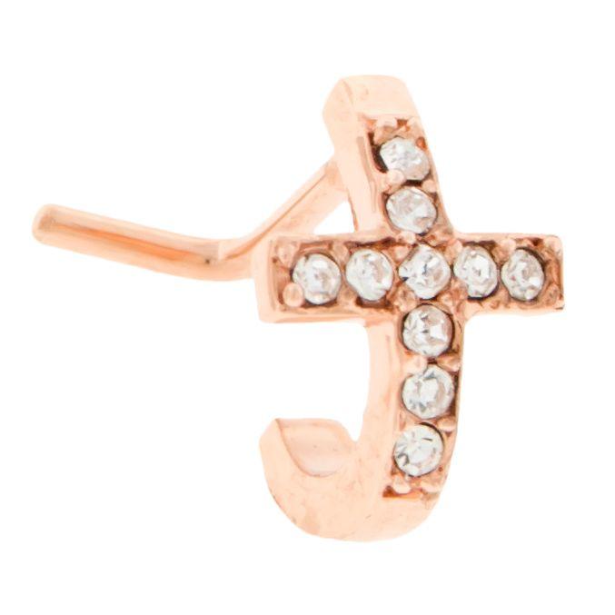 Nose Ring - Nose Curve Ornate Gemmed Cross Nose Curve  - 1 Piece -Rebel Bod-RebelBod