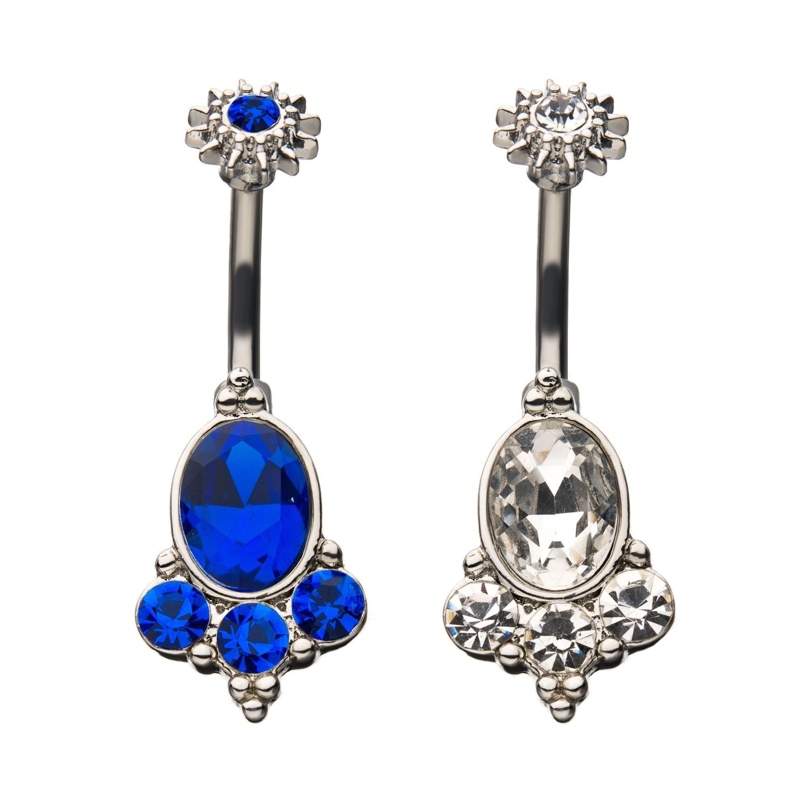 TBD-Belly Oval Shape CZ Beads Fixed Navel -Rebel Bod-RebelBod