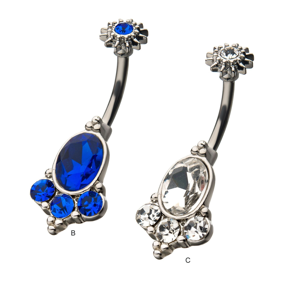TBD-Belly Oval Shape CZ Beads Fixed Navel -Rebel Bod-RebelBod