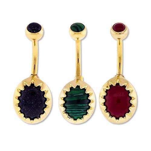 Oval Spiked Cameo Belly Ring