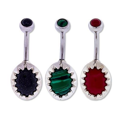 Oval Spiked Cameo Belly Ring