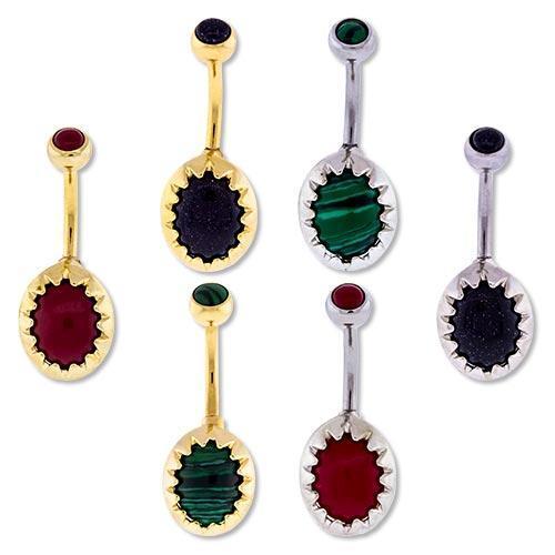 Oval Spiked Cameo Belly Ring