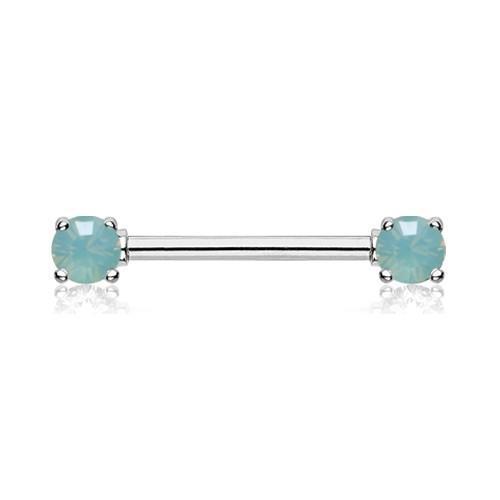 Pacific Opal Double Prong Opal Gem Nipple Barbell - 1 Piece