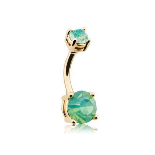 Pacific Opal Golden Pacific Sparkle Brilliant Gem Prong Set Belly Button Ring