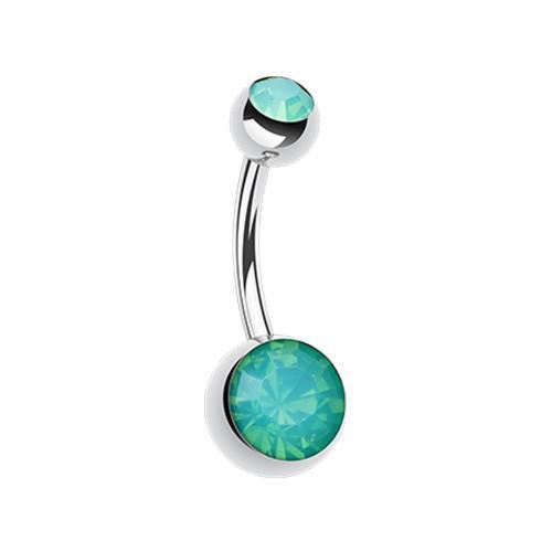 Pacific Opal Opalite Double Gem Ball Belly Button Ring