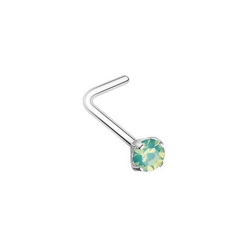 Pacific Opal Prong Set Opalite Gem Top L-Shaped Nose Ring