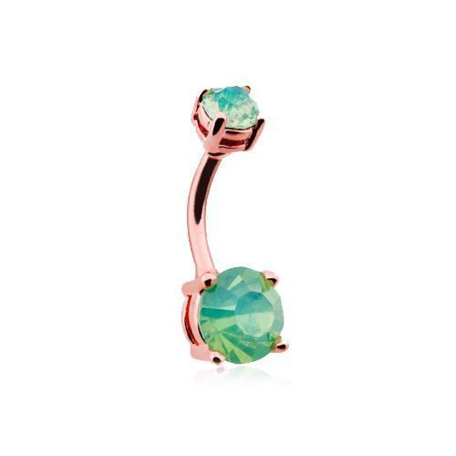Pacific Opal Rose Gold Pacific Sparkle Brilliant Gem Prong Set Belly Button Ring
