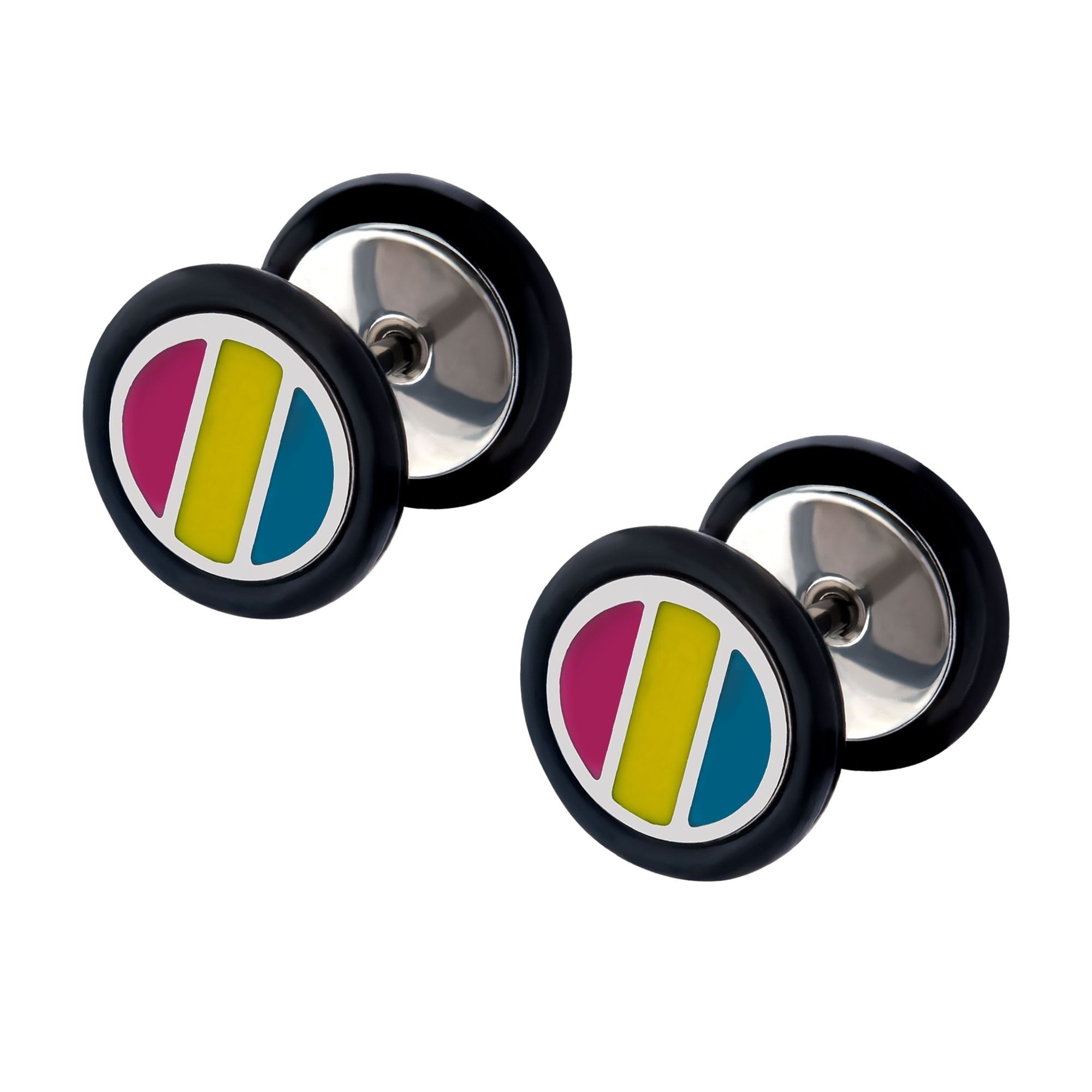 TBD-FAUX PLUGS-TAPERS Pansexual Pride Faux Plugs -Rebel Bod-RebelBod