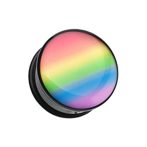 Pastel Rainbow Pride Gradient Single Flared Ear Gauge Plug - 1 Pair