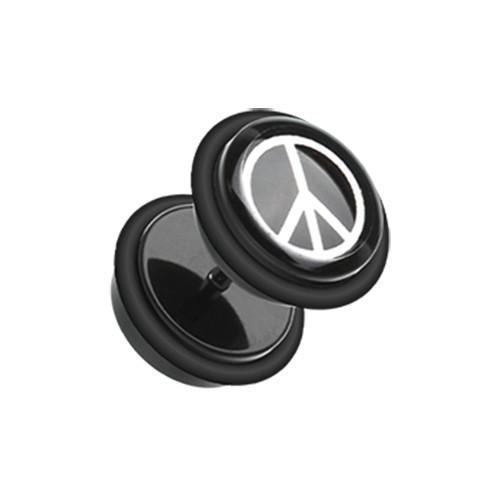 Peace Acrylic Fake Plug w/ O-Rings - 1 Pair