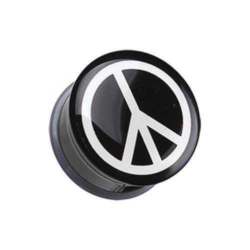 Peace Logo Single Flared Ear Gauge Plug - 1 Pair