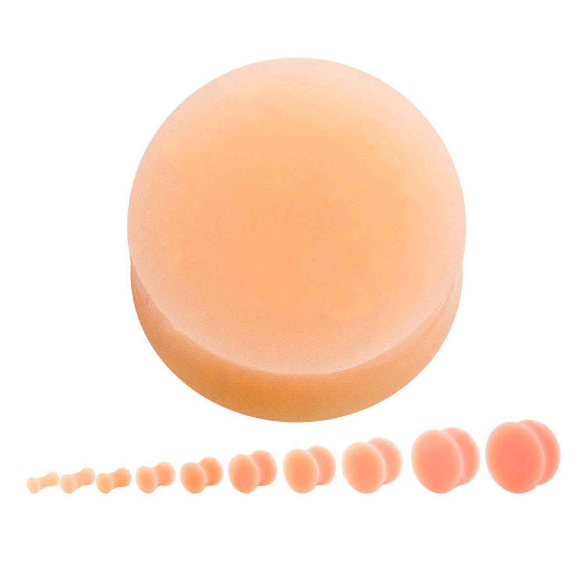 Plugs Earrings - Double Flare Peach Skin Tone Silicone Plugs - 1 Pair sbvpscn -Rebel Bod-RebelBod