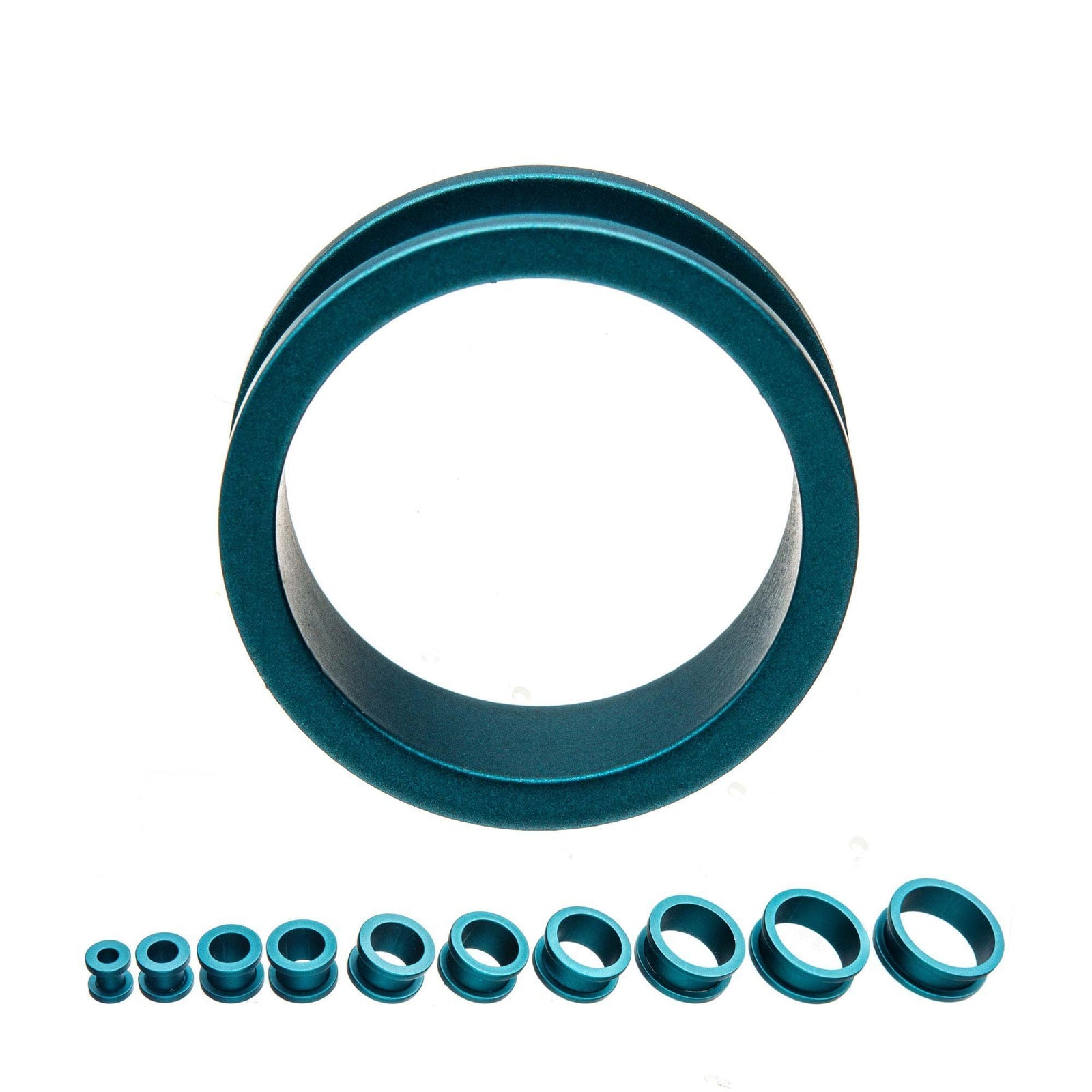 Peacock Blue Silicone Coated Screw Fit Double Flared Ear Gauge Tunnel Plugs - 1 Pair