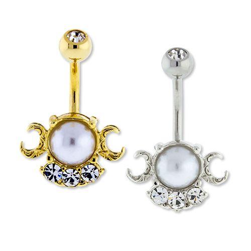 Belly Ring - No Dangle Pearl Moon Navel Curves - 1 Piece -Rebel Bod-RebelBod