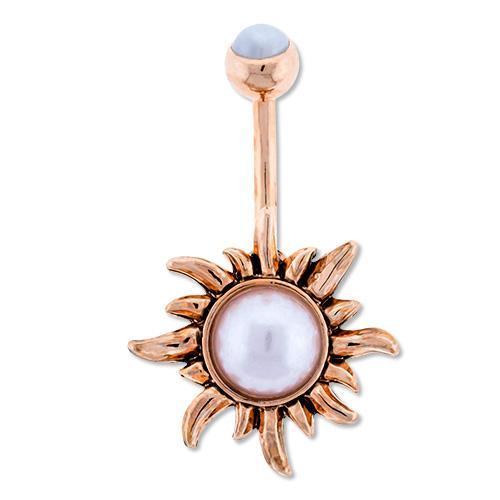 Pearl Sun Belly Ring Round Pearl - 1 Piece