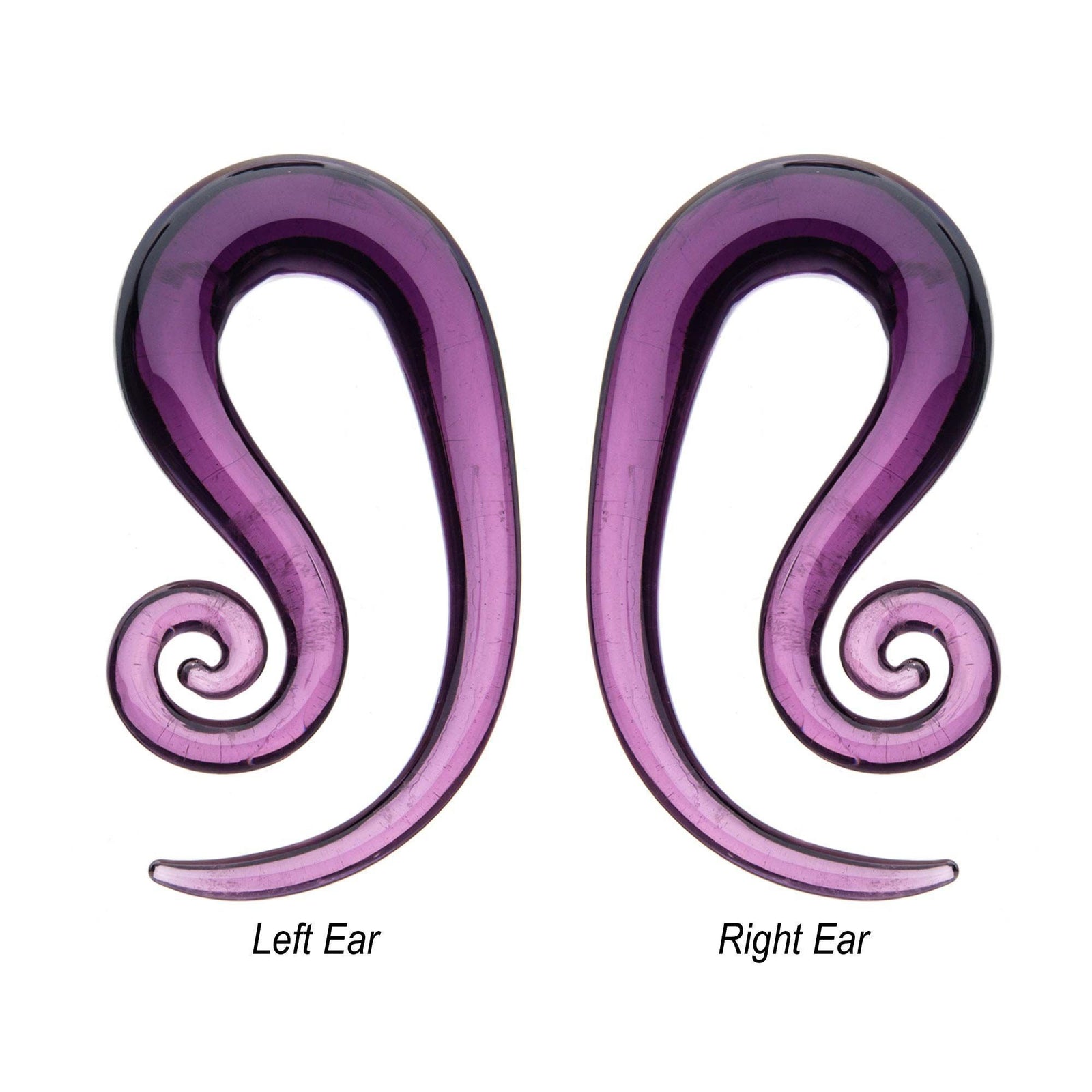 Perfectly Plum Forward Spiral Glass Helix Tapers - 1 Pair