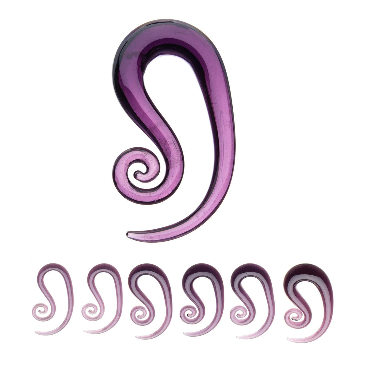 Perfectly Plum Forward Spiral Glass Helix Tapers - 1 Pair