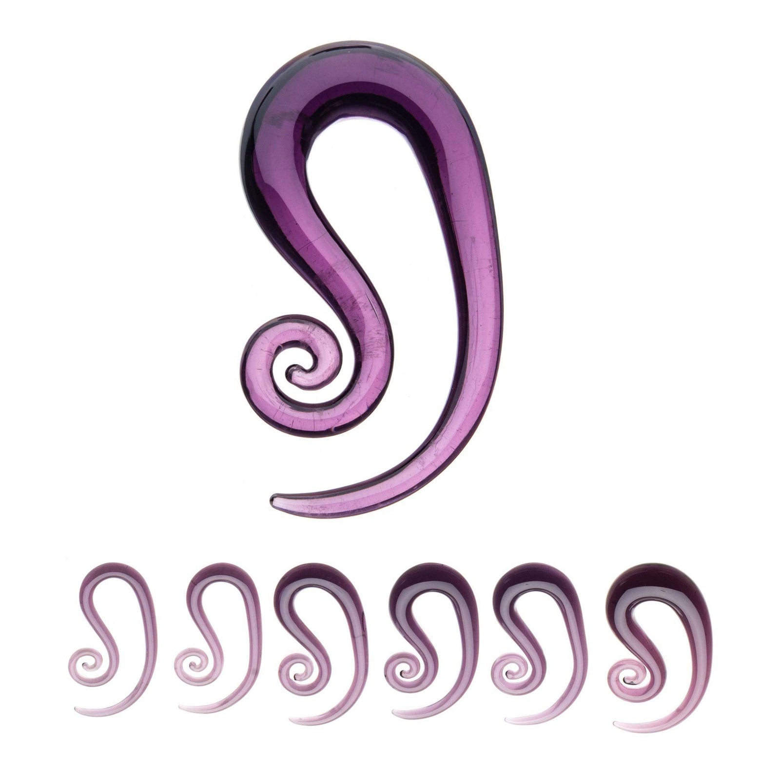Perfectly Plum Forward Spiral Glass Helix Tapers - 1 Pair