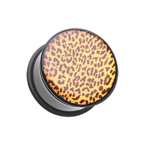 Persian Leopard Print Single Flared Ear Gauge Plug - 1 Pair