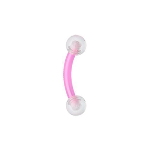 Pink Acrylic Flexible Shaft Curved Barbell Eyebrow Ring