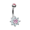 Pink/Aqua Luxuriant Spring Flower Belly Button Ring