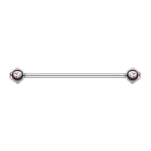 Pink Aurora Gem Ball Industrial Barbell - 1 Piece