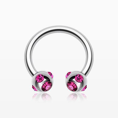 Pink Aurora Gem Ball Horseshoe Circular Barbell