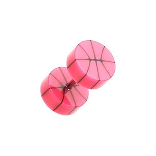 Pink Basketball UV Acrylic Fake Plug - 1 Pair