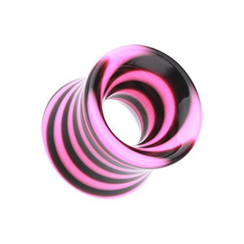 Pink Beetle Maze Swirl Acrylic Ear Gauge Tunnel Plug - 1 Pair