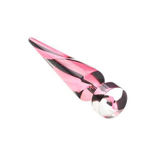 Pink/Black Swirl Stripe UV Acrylic Fake Taper - 1 Pair