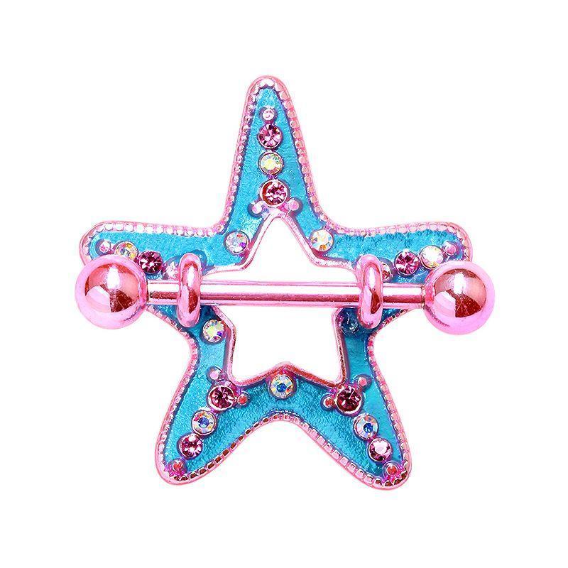 Pink/Blue Candy Starfish Sea Star Nipple Shield Ring - 1 Piece