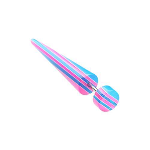 Pink/Blue Multi Stripe Acrylic Fake Taper - 1 Pair