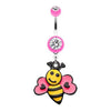 Pink Bumble Bee Love Belly Button Ring