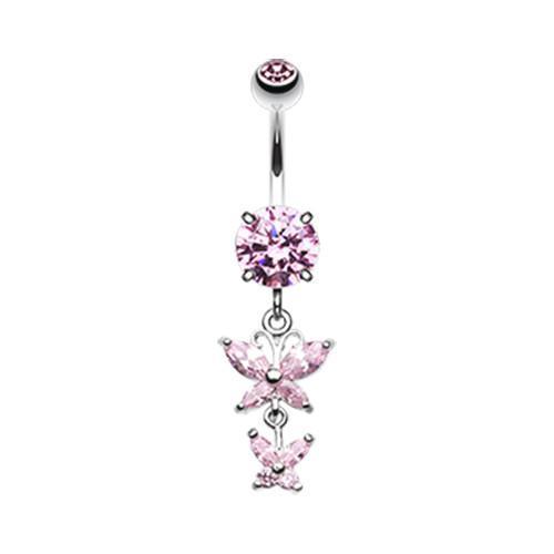 Pink Butterfly Besties Belly Button Ring