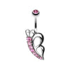 Pink Butterfly Sparkle Belly Button Ring