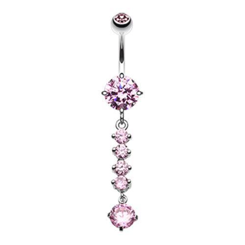 Pink Classy Multi Gem Belly Buton Ring