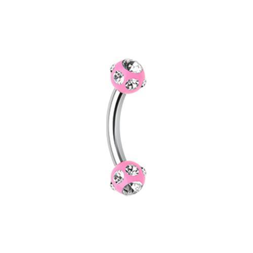 Pink/Clear Aurora Gem Ball Acrylic Curved Barbell Eyebrow Ring