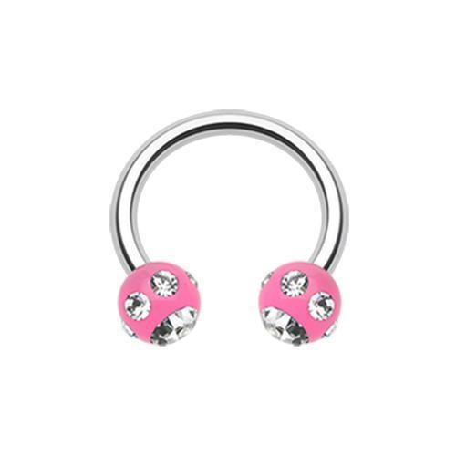 Pink/Clear Aurora Gem Ball Acrylic Horseshoe Circular Barbell