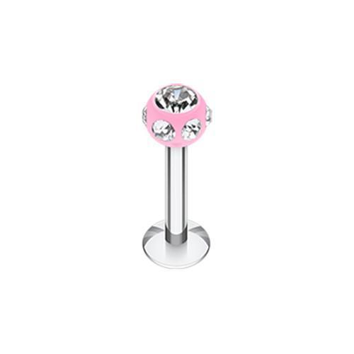 Pink/Clear Aurora Gem UV Acrylic Ball Top Labret