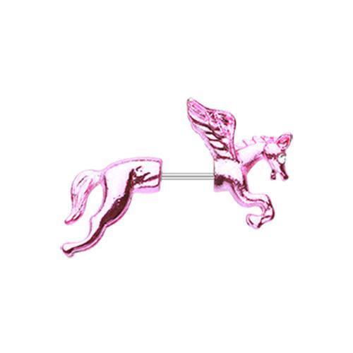 Pink/Clear Pegasus Fake Taper Earring - 1 Pair